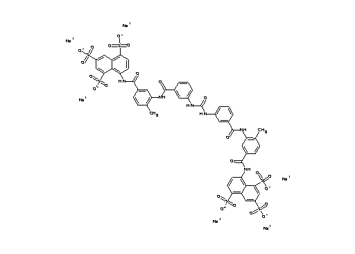 hexasodium 8,8'-{carbonylbis[imino-3,1-phenylenecarbonylimino(4-methyl-3,1-phenylene)carbonylimino]}di(1,3,5-naphthalenetrisulfonate)