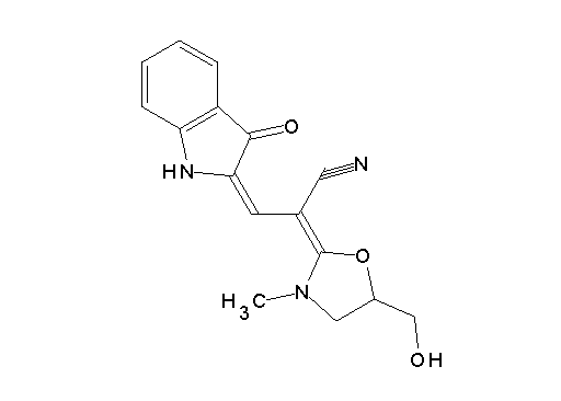2-[5-(hydroxymethyl)-3-methyl-1,3-oxazolidin-2-ylidene]-3-(3-oxo-1,3-dihydro-2H-indol-2-ylidene)propanenitrile