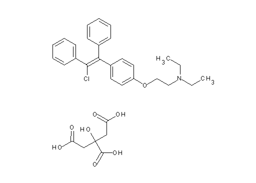{2-[4-(2-chloro-1,2-diphenylvinyl)phenoxy]ethyl}diethylamine 2-hydroxy-1,2,3-propanetricarboxylate (salt) - Click Image to Close