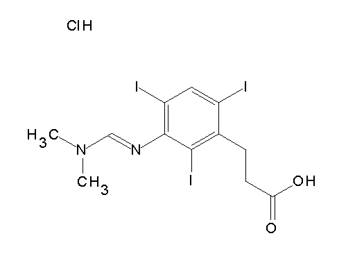 3-(3-{[(dimethylamino)methylene]amino}-2,4,6-triiodophenyl)propanoic acid hydrochloride