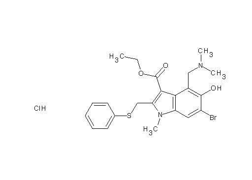 ethyl 6-bromo-4-[(dimethylamino)methyl]-5-hydroxy-1-methyl-2-[(phenylsulfanyl)methyl]-1H-indole-3-carboxylate hydrochloride - Click Image to Close