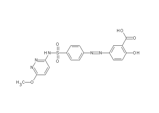 2-hydroxy-5-[(4-{[(6-methoxy-3-pyridazinyl)amino]sulfonyl}phenyl)diazenyl]benzoic acid