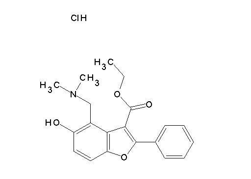 ethyl 4-[(dimethylamino)methyl]-5-hydroxy-2-phenyl-1-benzofuran-3-carboxylate hydrochloride - Click Image to Close