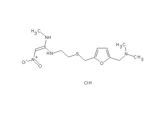 N1-{2-[({5-[(dimethylamino)methyl]-2-furyl}methyl)sulfanyl]ethyl}-N1-methyl-2-nitro-1,1-ethylenediamine hydrochloride - Click Image to Close