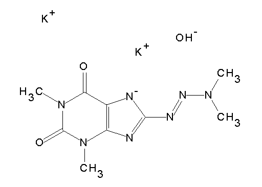 1H-purine-2,6-dione, 8-[(1E)-3,3-dimethyl-1-triazenyl]-3,7-dihydro-1,3-dimethyl-, potassium salt, monohydrate