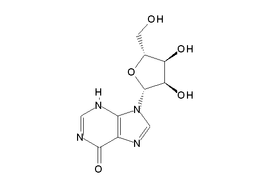 9-[3,4-dihydroxy-5-(hydroxymethyl)tetrahydro-2-furanyl]-3,9-dihydro-6H-purin-6-one (non-preferred name)