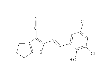 2-[(3,5-dichloro-2-hydroxybenzylidene)amino]-5,6-dihydro-4H-cyclopenta[b]thiophene-3-carbonitrile