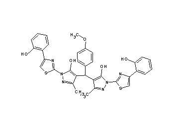 4,4'-[(4-methoxyphenyl)methylene]bis{1-[4-(2-hydroxyphenyl)-1,3-thiazol-2-yl]-3-methyl-1H-pyrazol-5-ol} - Click Image to Close