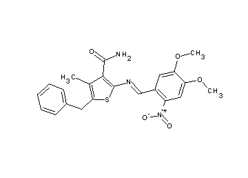 5-benzyl-2-[(4,5-dimethoxy-2-nitrobenzylidene)amino]-4-methyl-3-thiophenecarboxamide - Click Image to Close