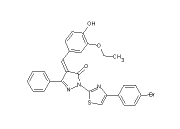 2-[4-(4-bromophenyl)-1,3-thiazol-2-yl]-4-(3-ethoxy-4-hydroxybenzylidene)-5-phenyl-2,4-dihydro-3H-pyrazol-3-one