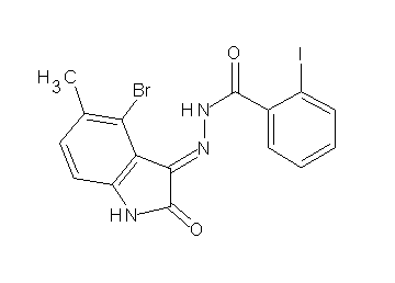 N'-(4-bromo-5-methyl-2-oxo-1,2-dihydro-3H-indol-3-ylidene)-2-iodobenzohydrazide