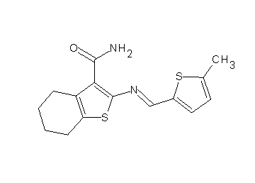 2-{[(5-methyl-2-thienyl)methylene]amino}-4,5,6,7-tetrahydro-1-benzothiophene-3-carboxamide