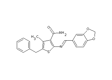 2-[(1,3-benzodioxol-5-ylmethylene)amino]-5-benzyl-4-methyl-3-thiophenecarboxamide