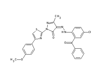 4-[(2-benzoyl-4-chlorophenyl)hydrazono]-2-[4-(4-methoxyphenyl)-1,3-thiazol-2-yl]-5-methyl-2,4-dihydro-3H-pyrazol-3-one