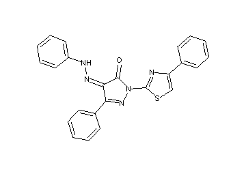 5-phenyl-4-(phenylhydrazono)-2-(4-phenyl-1,3-thiazol-2-yl)-2,4-dihydro-3H-pyrazol-3-one