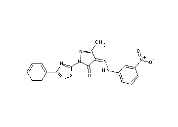 5-methyl-4-[(3-nitrophenyl)hydrazono]-2-(4-phenyl-1,3-thiazol-2-yl)-2,4-dihydro-3H-pyrazol-3-one - Click Image to Close