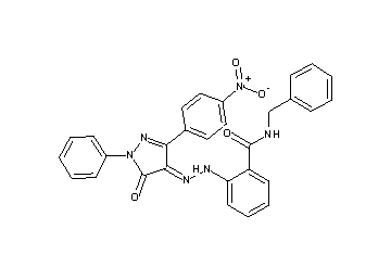 N-benzyl-2-{2-[3-(4-nitrophenyl)-5-oxo-1-phenyl-1,5-dihydro-4H-pyrazol-4-ylidene]hydrazino}benzamide - Click Image to Close