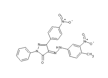 4-[(4-methyl-3-nitrophenyl)hydrazono]-5-(4-nitrophenyl)-2-phenyl-2,4-dihydro-3H-pyrazol-3-one - Click Image to Close