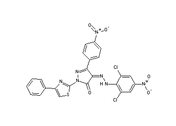 4-[(2,6-dichloro-4-nitrophenyl)hydrazono]-5-(4-nitrophenyl)-2-(4-phenyl-1,3-thiazol-2-yl)-2,4-dihydro-3H-pyrazol-3-one