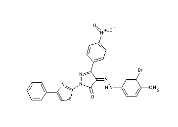 4-[(3-bromo-4-methylphenyl)hydrazono]-5-(4-nitrophenyl)-2-(4-phenyl-1,3-thiazol-2-yl)-2,4-dihydro-3H-pyrazol-3-one