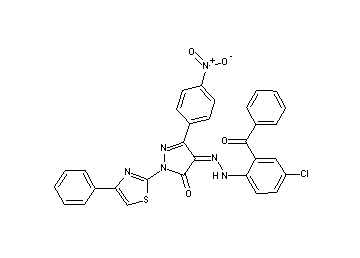 4-[(2-benzoyl-4-chlorophenyl)hydrazono]-5-(4-nitrophenyl)-2-(4-phenyl-1,3-thiazol-2-yl)-2,4-dihydro-3H-pyrazol-3-one