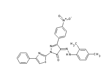4-[(2,4-dimethylphenyl)hydrazono]-5-(4-nitrophenyl)-2-(4-phenyl-1,3-thiazol-2-yl)-2,4-dihydro-3H-pyrazol-3-one