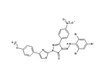2-[4-(4-methoxyphenyl)-1,3-thiazol-2-yl]-5-(4-nitrophenyl)-4-[(2,4,6-tribromophenyl)hydrazono]-2,4-dihydro-3H-pyrazol-3-one