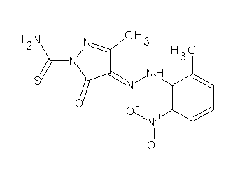 3-methyl-4-[(2-methyl-6-nitrophenyl)hydrazono]-5-oxo-4,5-dihydro-1H-pyrazole-1-carbothioamide - Click Image to Close