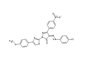 4-[(4-chlorophenyl)hydrazono]-2-[4-(4-methoxyphenyl)-1,3-thiazol-2-yl]-5-(4-nitrophenyl)-2,4-dihydro-3H-pyrazol-3-one