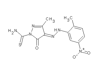 3-methyl-4-[(2-methyl-5-nitrophenyl)hydrazono]-5-oxo-4,5-dihydro-1H-pyrazole-1-carbothioamide - Click Image to Close