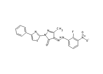 4-[(2-fluoro-3-nitrophenyl)hydrazono]-5-methyl-2-(4-phenyl-1,3-thiazol-2-yl)-2,4-dihydro-3H-pyrazol-3-one