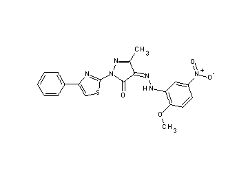 4-[(2-methoxy-5-nitrophenyl)hydrazono]-5-methyl-2-(4-phenyl-1,3-thiazol-2-yl)-2,4-dihydro-3H-pyrazol-3-one - Click Image to Close