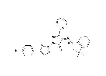 2-[4-(4-bromophenyl)-1,3-thiazol-2-yl]-5-phenyl-4-{[2-(trifluoromethyl)phenyl]hydrazono}-2,4-dihydro-3H-pyrazol-3-one
