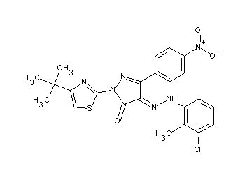 2-(4-tert-butyl-1,3-thiazol-2-yl)-4-[(3-chloro-2-methylphenyl)hydrazono]-5-(4-nitrophenyl)-2,4-dihydro-3H-pyrazol-3-one