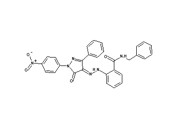 N-benzyl-2-{2-[1-(4-nitrophenyl)-5-oxo-3-phenyl-1,5-dihydro-4H-pyrazol-4-ylidene]hydrazino}benzamide - Click Image to Close