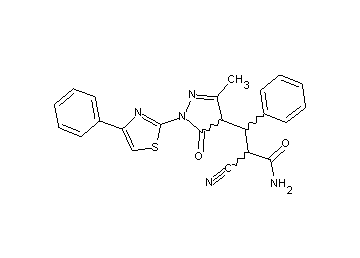 2-cyano-3-[3-methyl-5-oxo-1-(4-phenyl-1,3-thiazol-2-yl)-4,5-dihydro-1H-pyrazol-4-yl]-3-phenylpropanamide