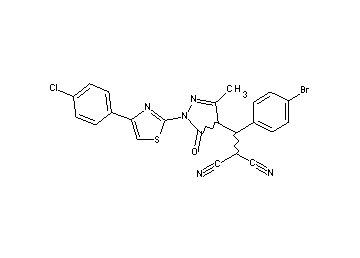 ((4-bromophenyl){1-[4-(4-chlorophenyl)-1,3-thiazol-2-yl]-3-methyl-5-oxo-4,5-dihydro-1H-pyrazol-4-yl}methyl)malononitrile - Click Image to Close