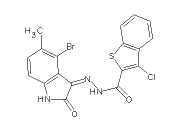 N'-(4-bromo-5-methyl-2-oxo-1,2-dihydro-3H-indol-3-ylidene)-3-chloro-1-benzothiophene-2-carbohydrazide N'-(4-bromo-5-methyl-2-oxo-1,2-dihydro-3H-indol-3-ylidene)-3-chloro-1-benzothiophene-2-carbohydrazide