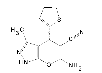 6-amino-3-methyl-4-(2-thienyl)-1,4-dihydropyrano[2,3-c]pyrazole-5-carbonitrile