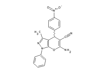 6-amino-3-methyl-4-(4-nitrophenyl)-1-phenyl-1,4-dihydropyrano[2,3-c]pyrazole-5-carbonitrile - Click Image to Close