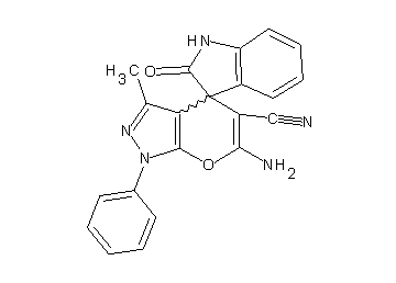 6'-amino-3'-methyl-2-oxo-1'-phenyl-1,2-dihydro-1'H-spiro[indole-3,4'-pyrano[2,3-c]pyrazole]-5'-carbonitrile - Click Image to Close
