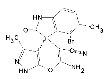 6'-amino-4-bromo-3',5-dimethyl-2-oxo-1,2-dihydro-1'H-spiro[indole-3,4'-pyrano[2,3-c]pyrazole]-5'-carbonitrile