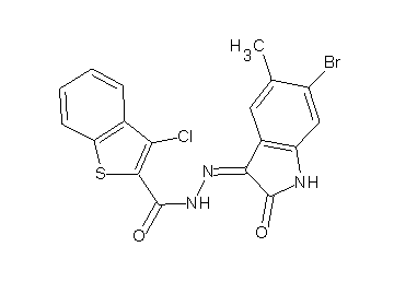 N'-(6-bromo-5-methyl-2-oxo-1,2-dihydro-3H-indol-3-ylidene)-3-chloro-1-benzothiophene-2-carbohydrazide - Click Image to Close