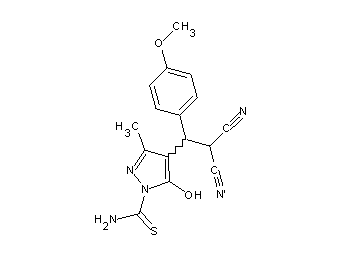 4-[2,2-dicyano-1-(4-methoxyphenyl)ethyl]-5-hydroxy-3-methyl-1H-pyrazole-1-carbothioamide