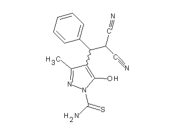 4-(2,2-dicyano-1-phenylethyl)-5-hydroxy-3-methyl-1H-pyrazole-1-carbothioamide