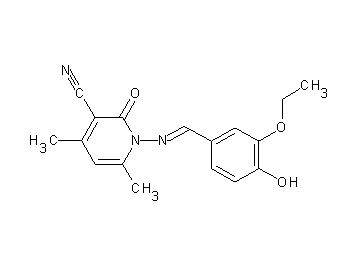 1-[(3-ethoxy-4-hydroxybenzylidene)amino]-4,6-dimethyl-2-oxo-1,2-dihydro-3-pyridinecarbonitrile - Click Image to Close