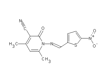 4,6-dimethyl-1-{[(5-nitro-2-thienyl)methylene]amino}-2-oxo-1,2-dihydro-3-pyridinecarbonitrile