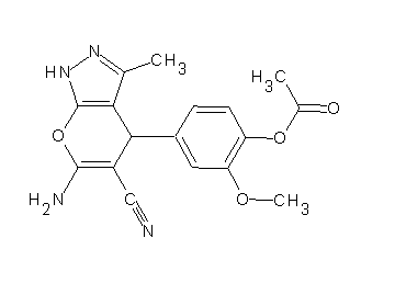 4-(6-amino-5-cyano-3-methyl-1,4-dihydropyrano[2,3-c]pyrazol-4-yl)-2-methoxyphenyl acetate