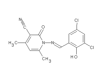 1-[(3,5-dichloro-2-hydroxybenzylidene)amino]-4,6-dimethyl-2-oxo-1,2-dihydro-3-pyridinecarbonitrile