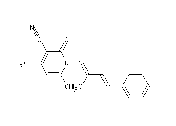 4,6-dimethyl-1-[(1-methyl-3-phenyl-2-propen-1-ylidene)amino]-2-oxo-1,2-dihydro-3-pyridinecarbonitrile - Click Image to Close